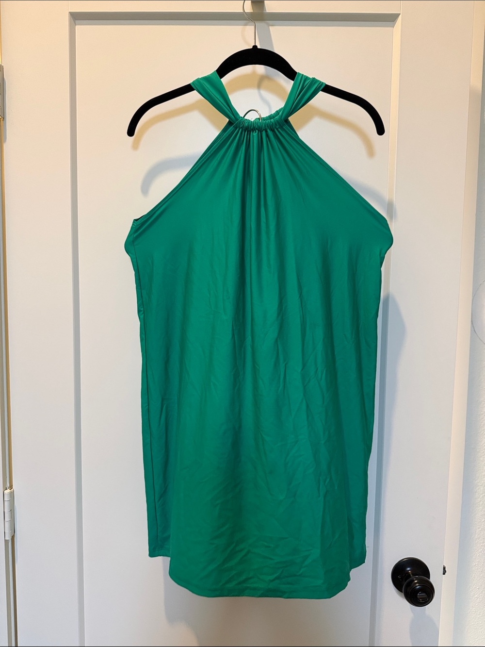 Green Halter Mini Dress with Twist Neckline